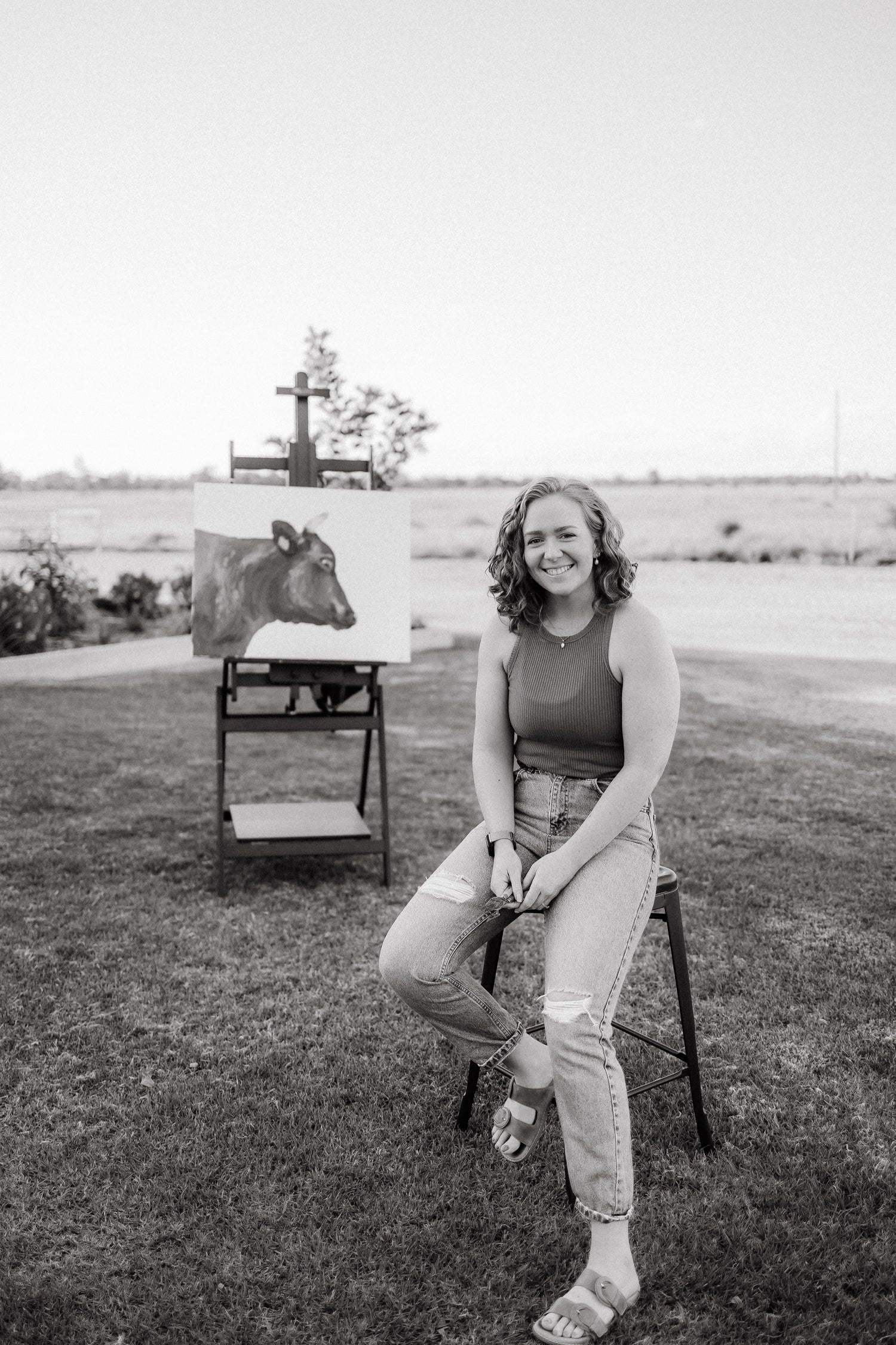 Julia Proud-Maher in front of easel